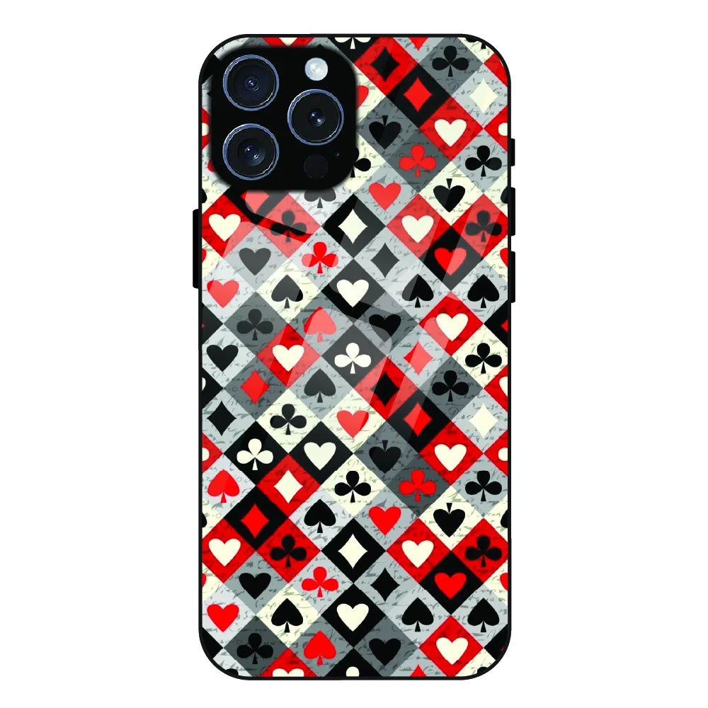 Classic Card Symbols - Glass Case For Apple iPhone 15 Pro Max