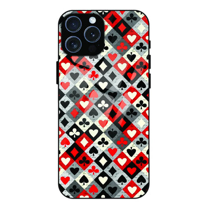 Classic Card Symbols - Glass Case For Apple iPhone 15 Pro Max