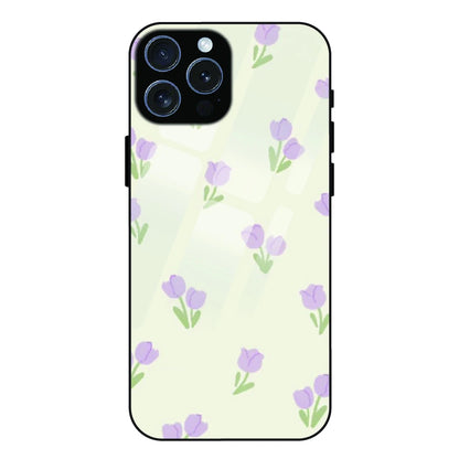 Minimal Tulip Pattern - Glass Case For Apple iPhone 15 Pro Max