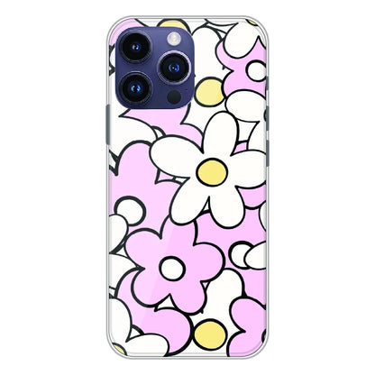 Pink Daisy Floral Pop - Printed Silicone Case For Apple iPhone 15 Pro Max