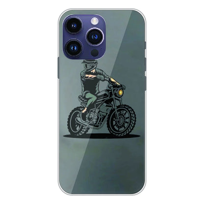 Vintage Biker Rider Art - Printed Silicone Case For Apple iPhone 15 Pro Max