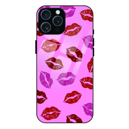 Pink Lips Pop Art Pattern - Glass Case For Apple iPhone 15 Pro Max