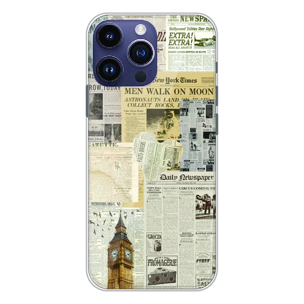Vintage Newspaper Collage - Printed Silicone Case For Apple iPhone 15 Pro Max