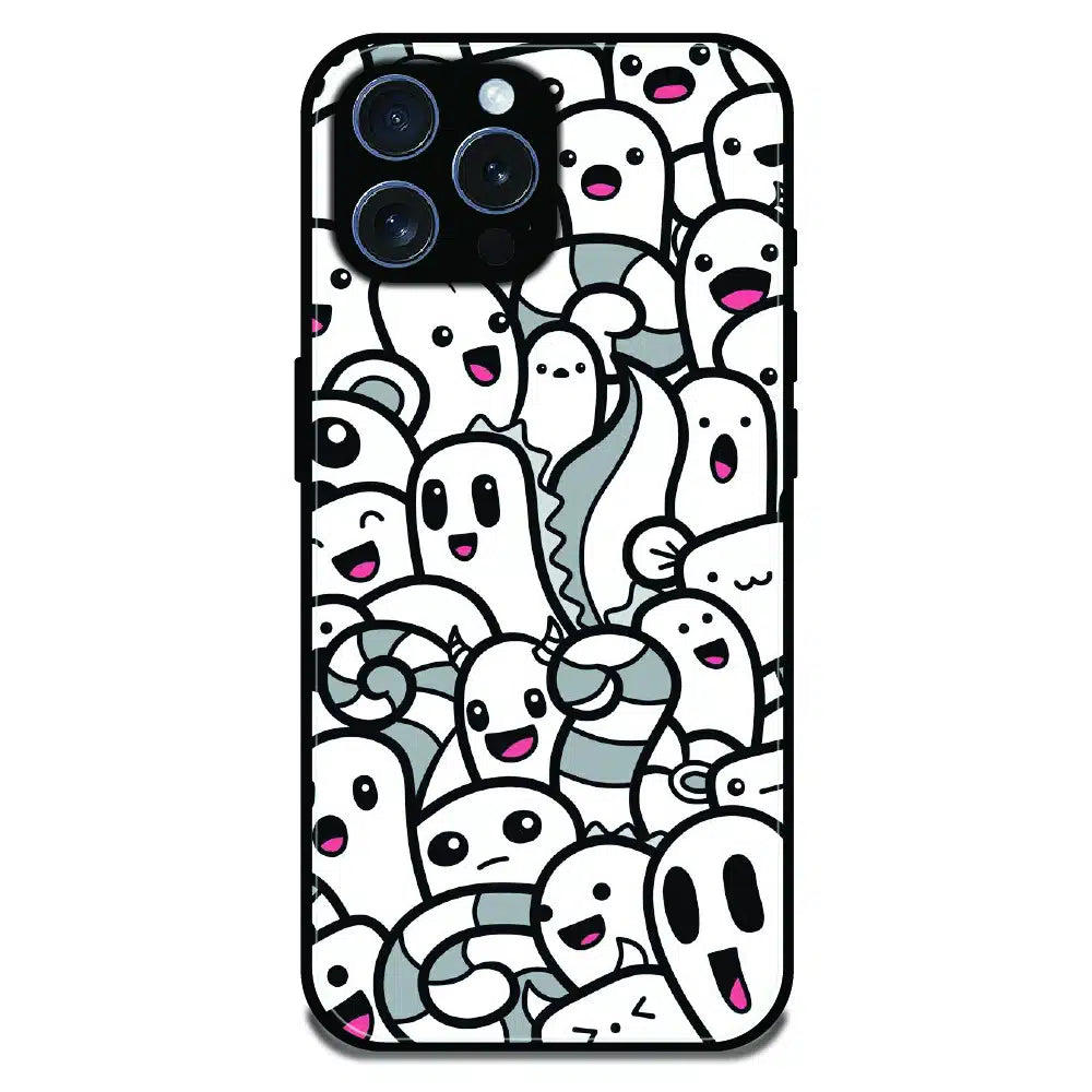 Cute Ghost Crowd - Glossy Metal Silicone Case For Apple iPhone 15 Pro Max