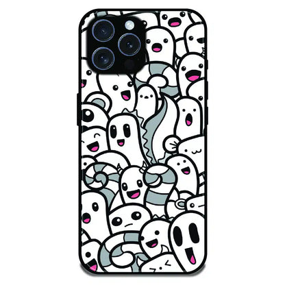 Cute Ghost Crowd - Glossy Metal Silicone Case For Apple iPhone 15 Pro Max