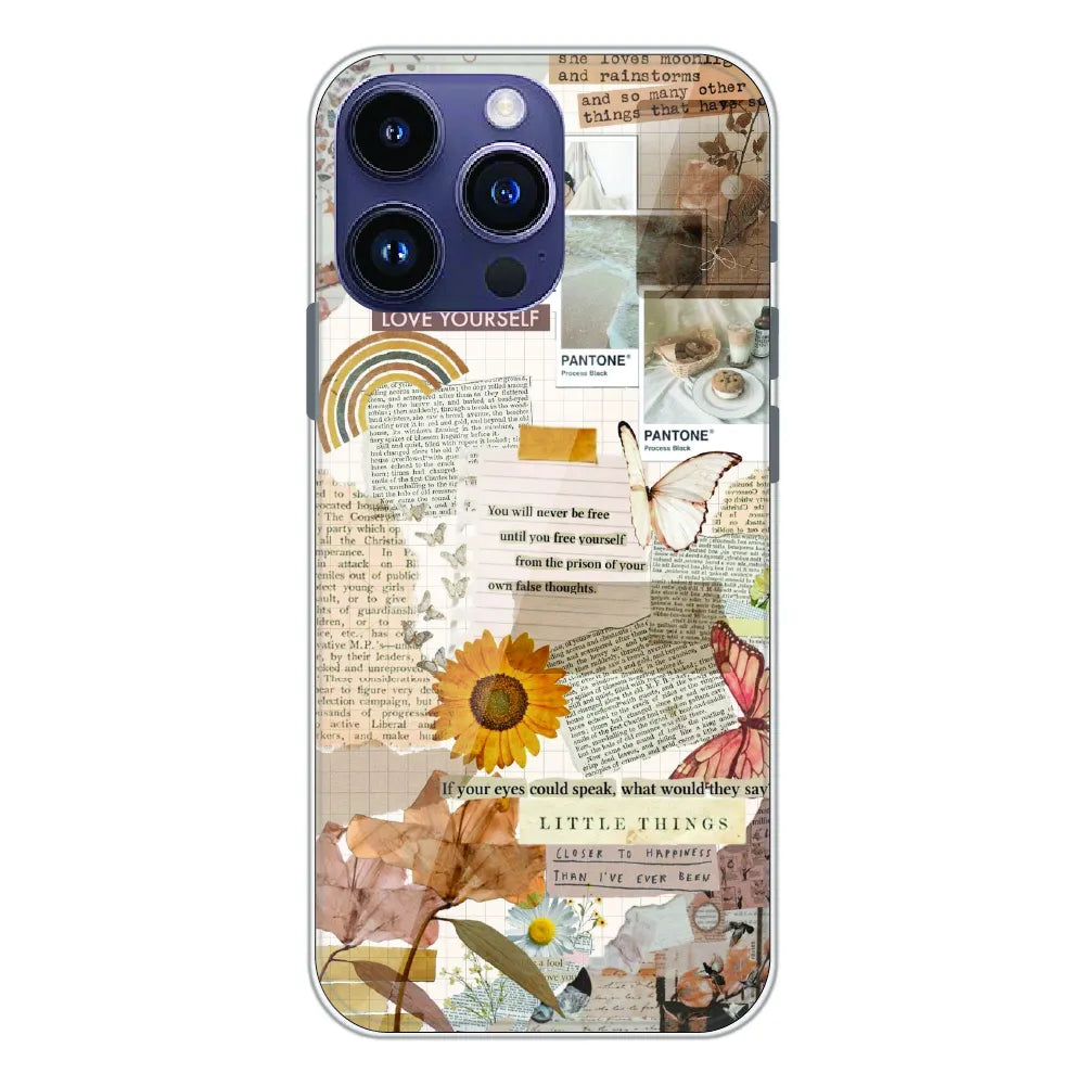 Aesthetic Butterfly & Sunflower - Printed Silicone Case For Apple iPhone 15 Pro Max