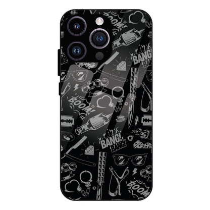 Black Graphic Street Art - Glass Case For Apple iPhone 15 Pro Max