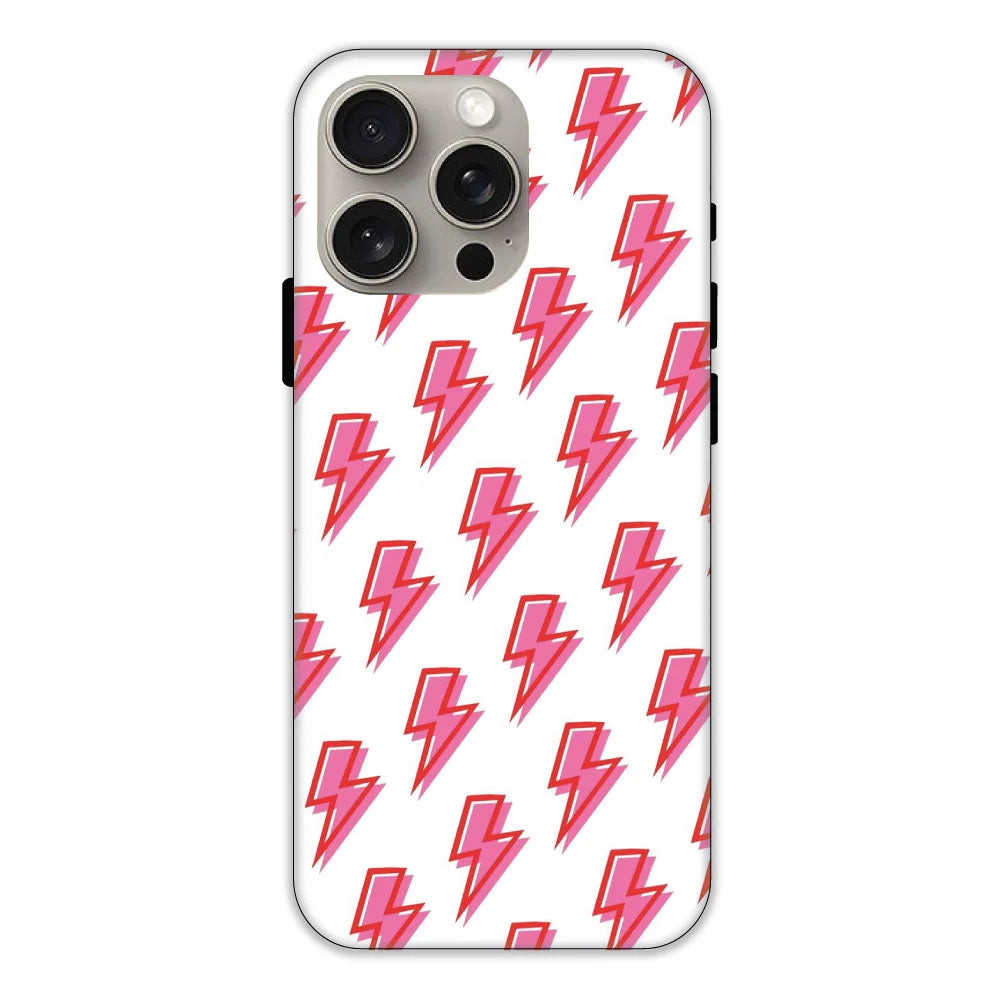 Pink Lightning Bolts Hard Case Apple iPhone 15 Pro Max Models