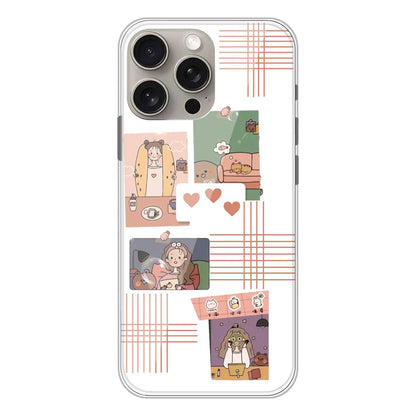 Cute Girl Collage - Clear Printed Silicone Case For Apple iPhone Models -Apple iPhone 15 pro max