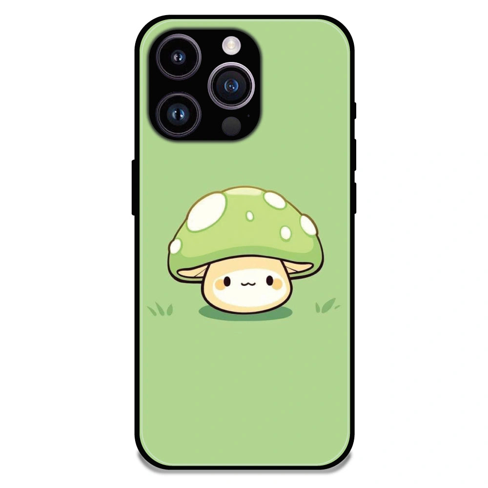 Cute Mushroom Character - Glossy Metal Silicone Case For Apple iPhone 15 Pro Max