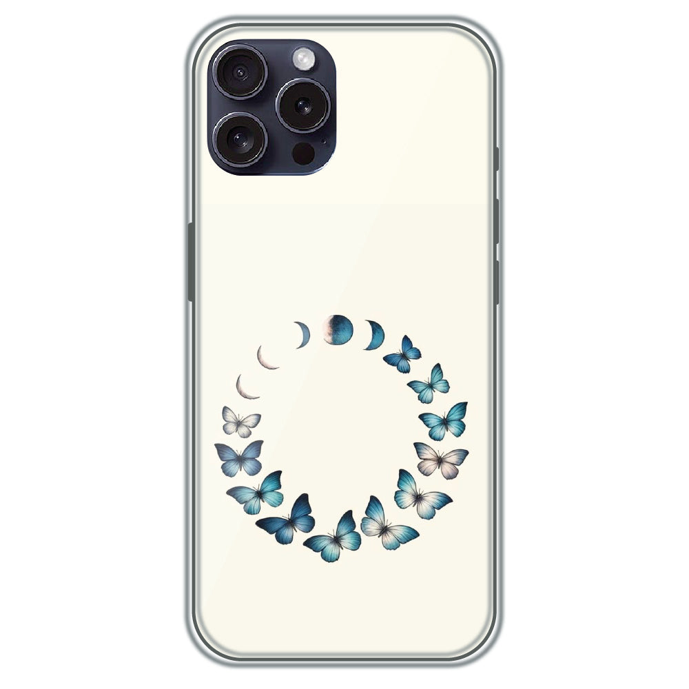 Butterfly Moon Cycle - Printed Silicone Case for Apple iPhone 15 Pro Max