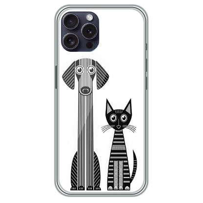Line Art Dog & Cat - Printed Silicone Case for Apple iPhone 15 Pro Max