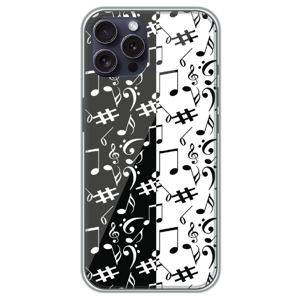 Music Notes - Printed Silicone Case for Apple iPhone 15 Pro Max