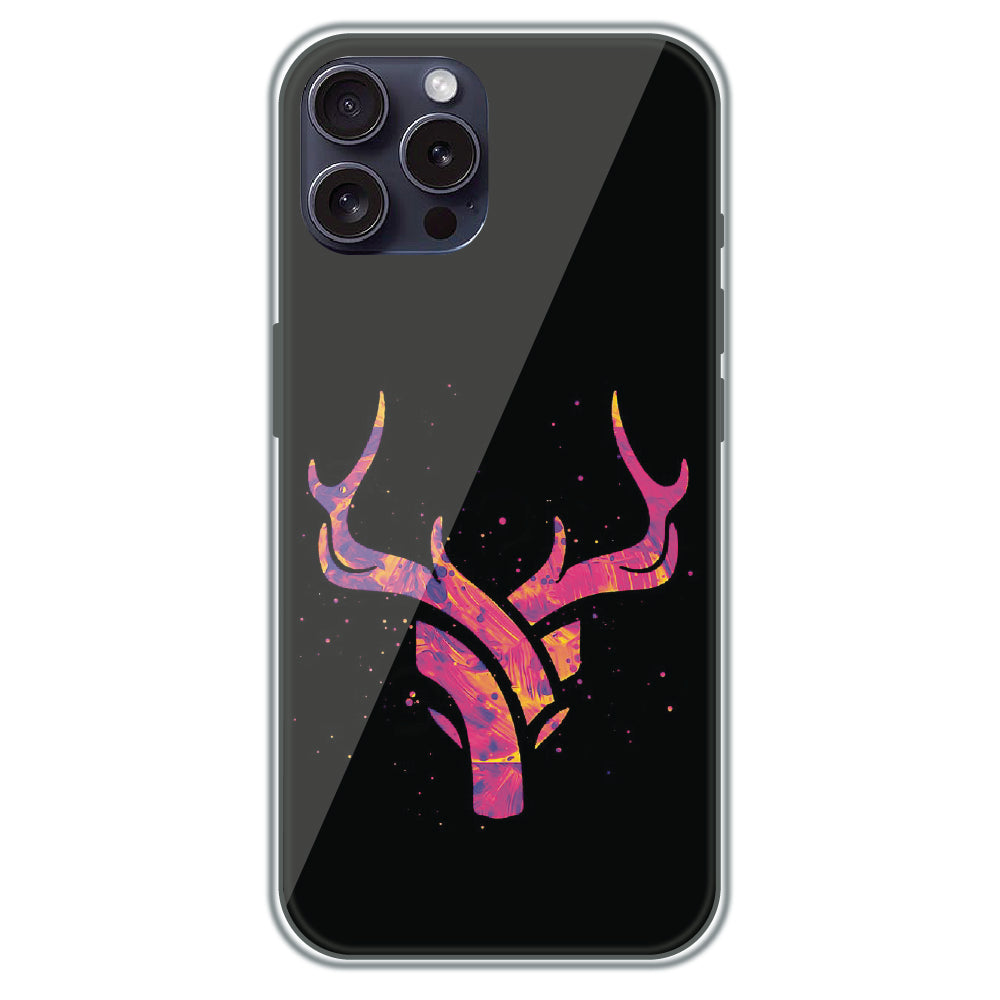 Neon Deer Antlers - Printed Silicone Case for Apple iPhone 15 Pro Max