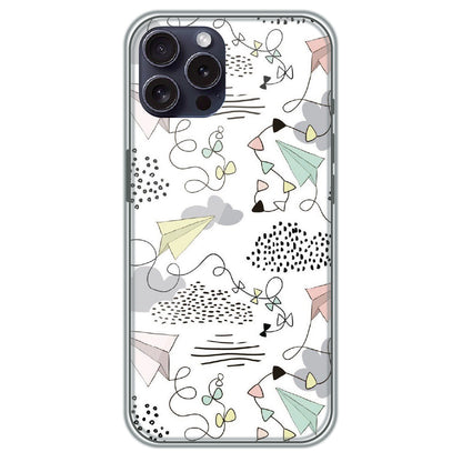 Paper Plane Doodles - Printed Silicone Case for Apple iPhone 15 Pro Max