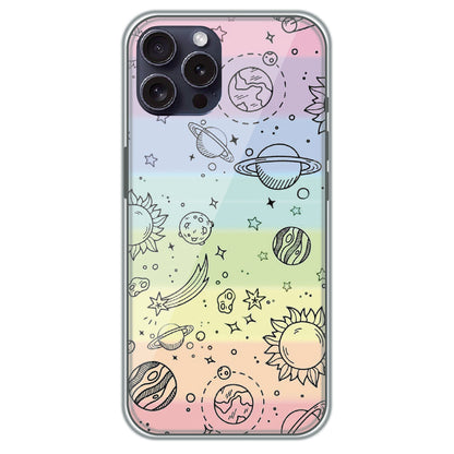 Pastel Galaxy Doodle - Printed Silicone Case for Apple iPhone 15 Pro Max