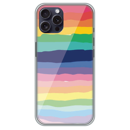 Rainbow Stripes - Printed Silicone Case for Apple iPhone 15 Pro Max