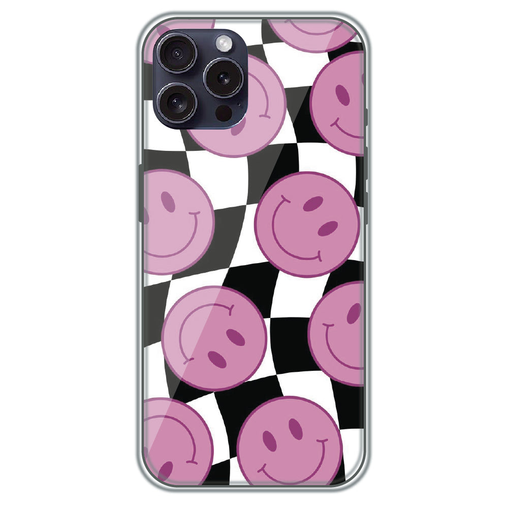 Smiley Checkerboard - Printed Silicone Case for Apple iPhone 15 Pro Max