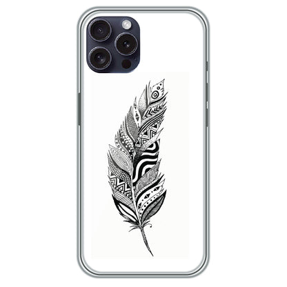 Zentangle Feather - Printed Silicone Case for Apple iPhone 15 Pro Max