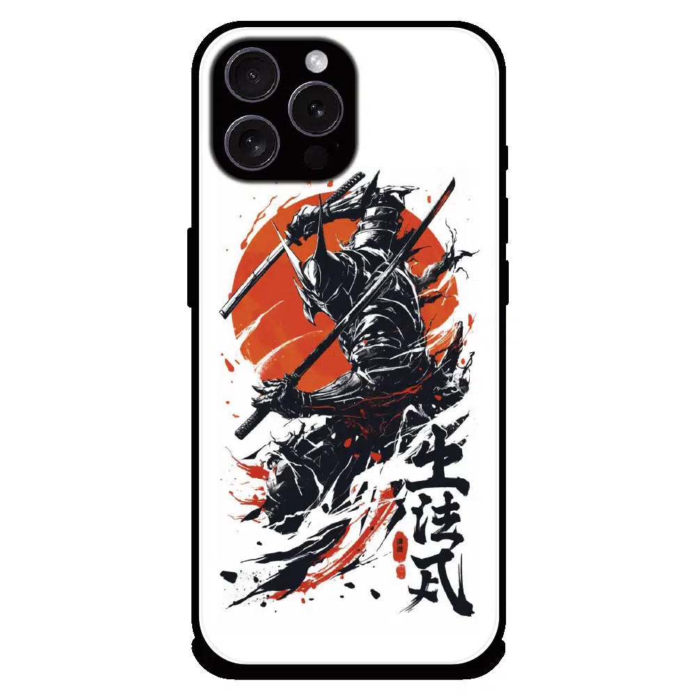 Samurai Warrior Japanese Art - Glossy Metal Silicone Case For Apple iPhone 15 Pro Max
