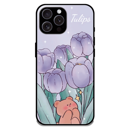 Tulip Bear Dreamscape - Glossy Metal Silicone Case For Apple iPhone 15 Pro Max