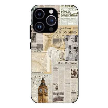 Vintage Newspaper Collage - Glass Case For Apple iPhone 15 Pro Max
