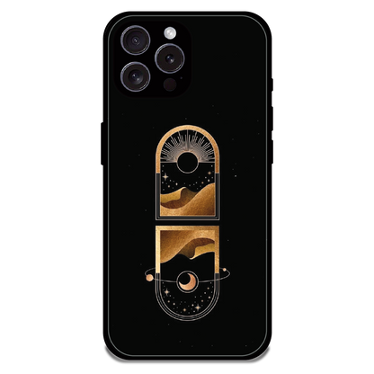 Golden Geometry - Glossy Metal Silicone Case For Apple iPhone 15 Pro Max