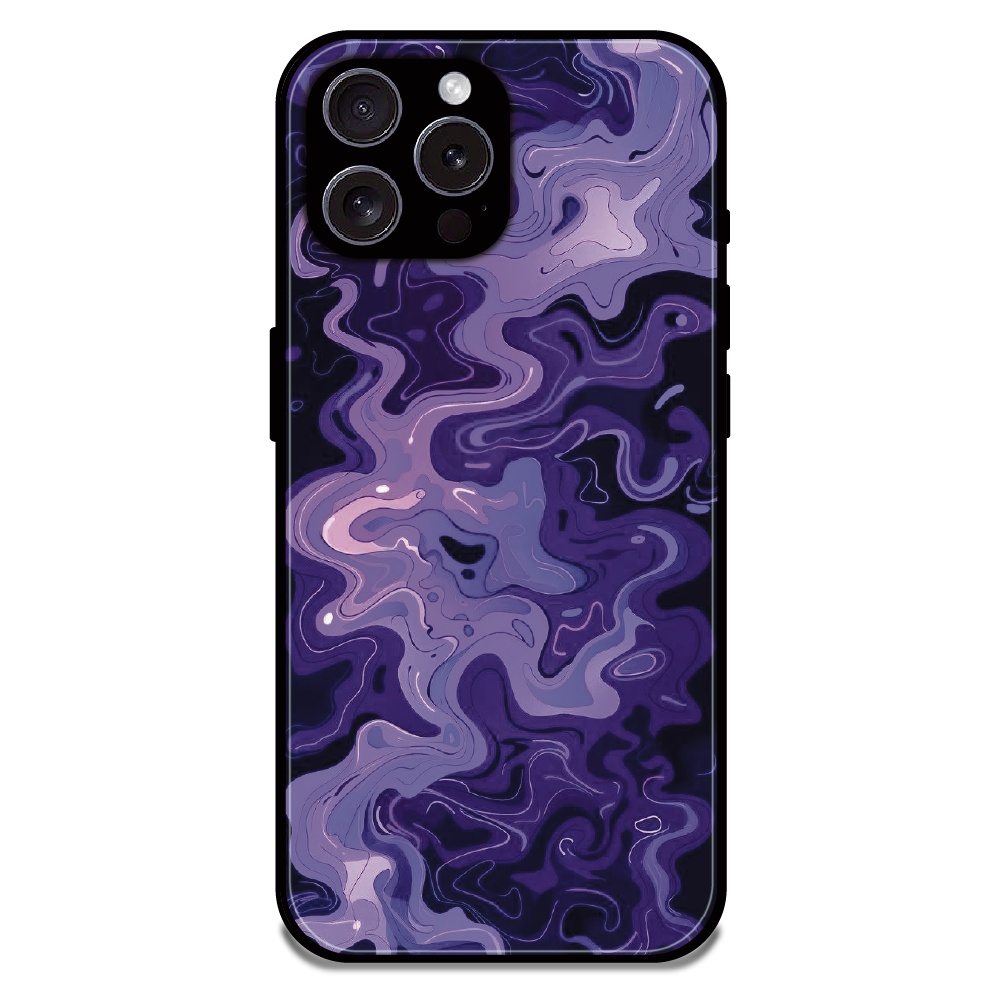 Purple Wave Abstract - Glossy Metal Silicone Case For Apple iPhone 15 Pro Max