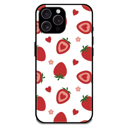 Strawberry - Glossy Metal Silicone Case For Apple iPhone 15 Pro Max