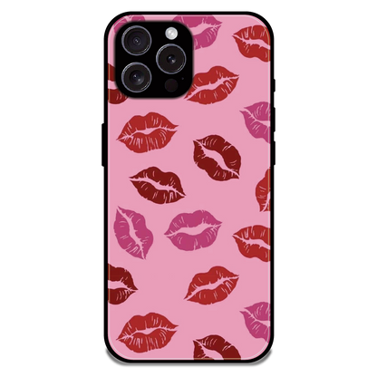Pink Lips Pop Art Pattern - Glossy Metal Silicone Case For Apple iPhone 15 Pro Max