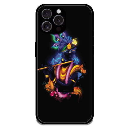 Abstract Krishna - Glossy Metal Silicone Case For Apple iPhone 15 Pro Max