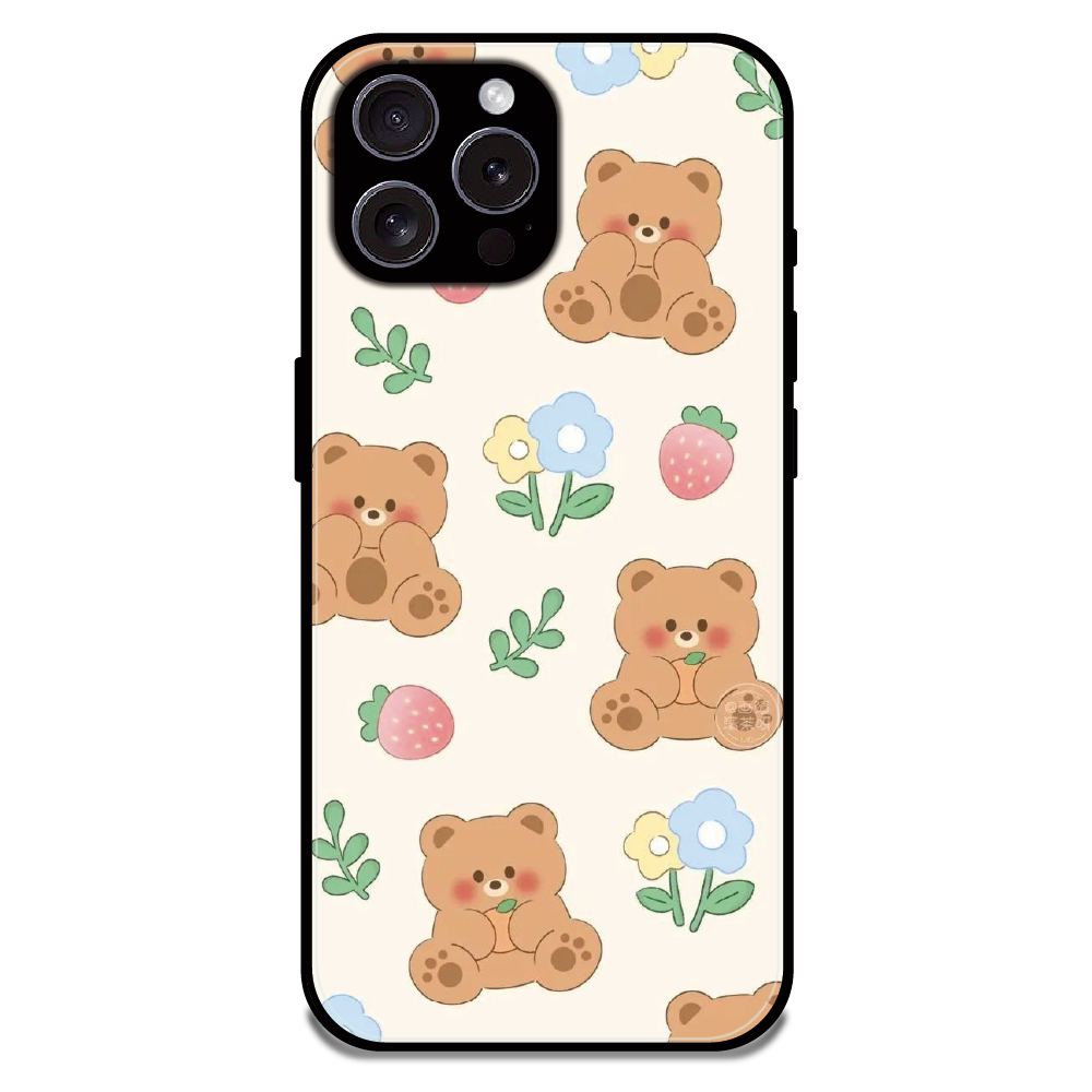 Cute Teddy Garden - Glossy Metal Silicone Case For Apple iPhone 15 Pro Max