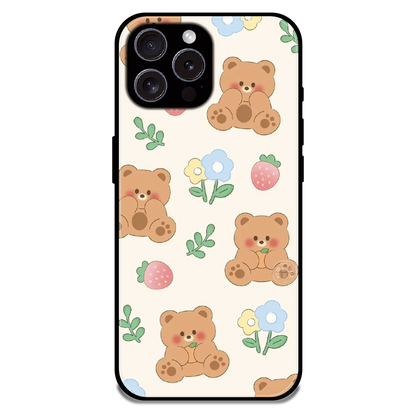Cute Teddy Garden - Glossy Metal Silicone Case For Apple iPhone 15 Pro Max