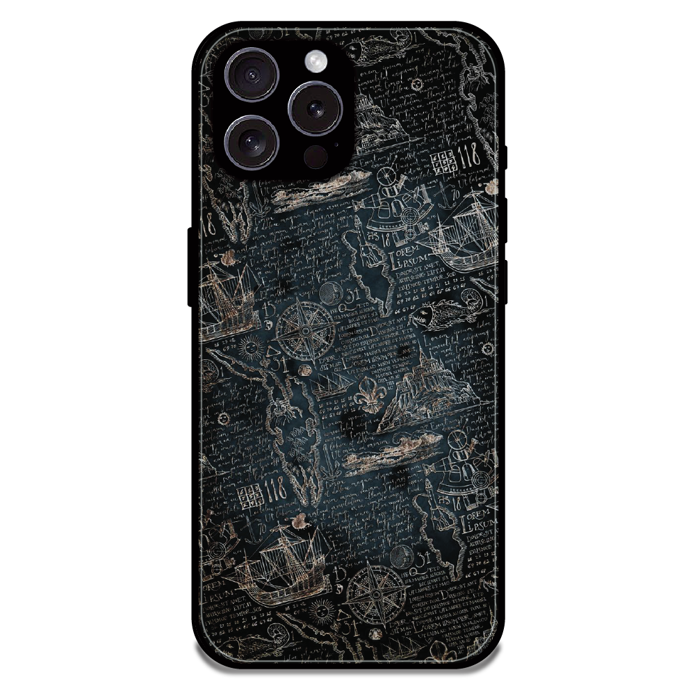 Vintage Explorer Map - Glossy Metal Silicone Case For Apple iPhone 15 Pro Max