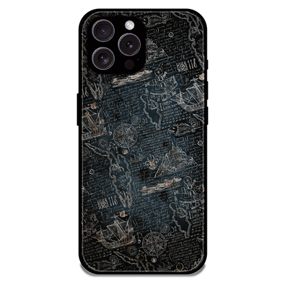 Vintage Explorer Map - Glossy Metal Silicone Case For Apple iPhone 15 Pro Max