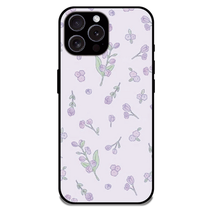 Lavender Floral Ditsy - Glossy Metal Silicone Case For Apple iPhone 15 Pro Max
