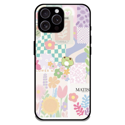 Cute Pastel Floral Collage Art - Glossy Metal Silicone Case For Apple iPhone 15 Pro Max