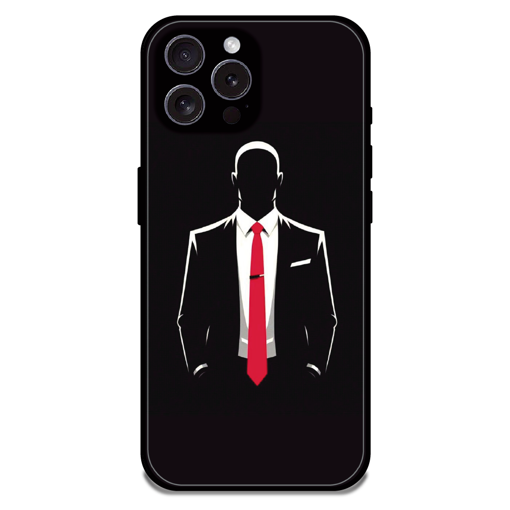 Red Tie Silhouette - Glossy Metal Silicone Case For Apple iPhone 15 Pro Max