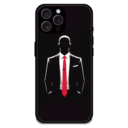 Red Tie Silhouette - Glossy Metal Silicone Case For Apple iPhone 15 Pro Max