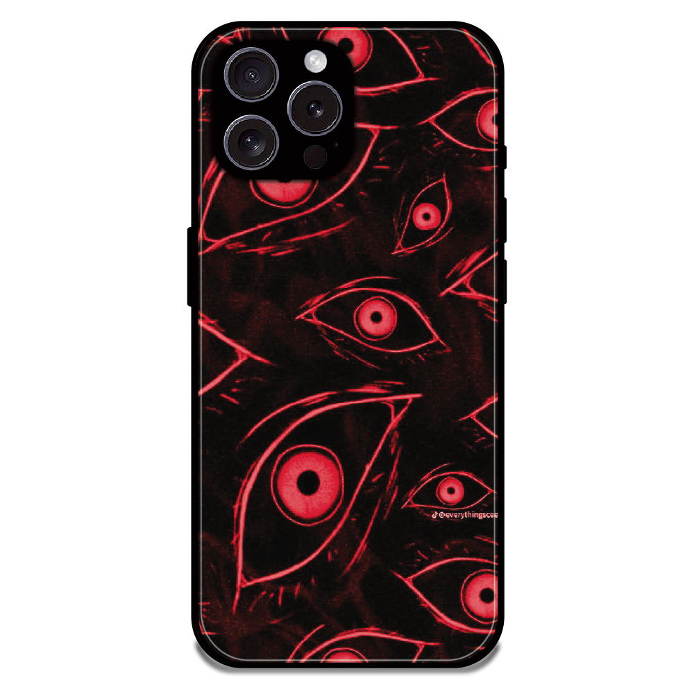 Crimson Eyes Chaos - Glossy Metal Silicone Case For Apple iPhone 15 Pro Max