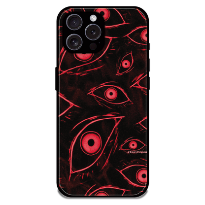 Crimson Eyes Chaos - Glossy Metal Silicone Case For Apple iPhone 15 Pro Max