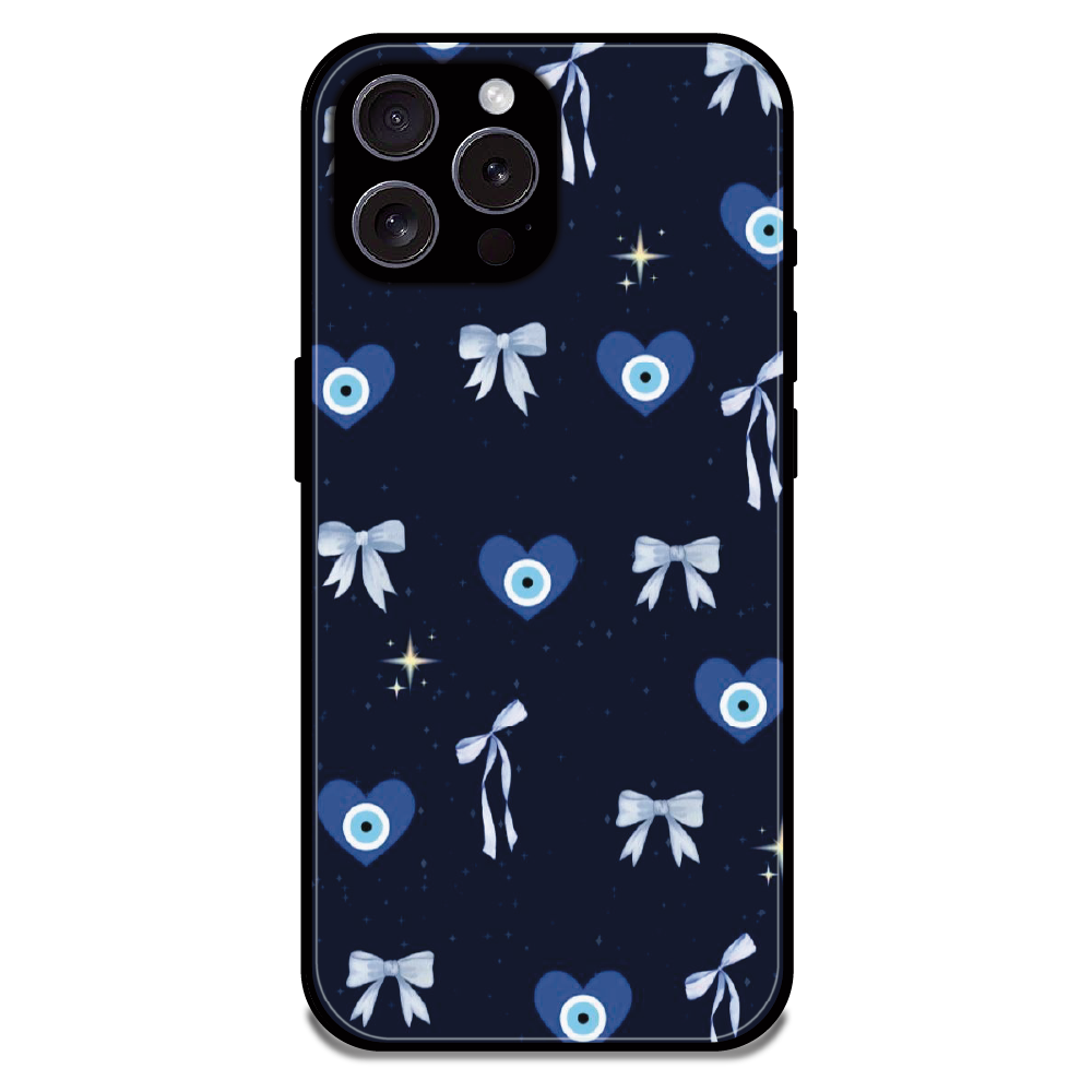 Evil Eye Bow Midnight - Glossy Metal Silicone Case For Apple iPhone 15 Pro Max