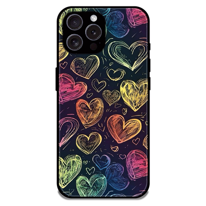 Neon Love Scribble - Glossy Metal Silicone Case For Apple iPhone 15 Pro Max