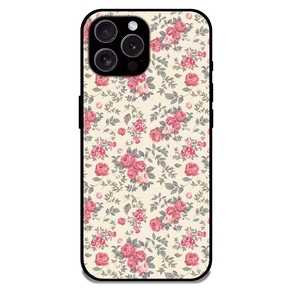 Vintage Rose Meadow - Glossy Metal Silicone Case For Apple iPhone 15 Pro Max