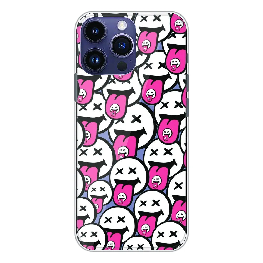Funny Cartoon Faces - Printed Silicone Case For Apple iPhone 15 Pro Max