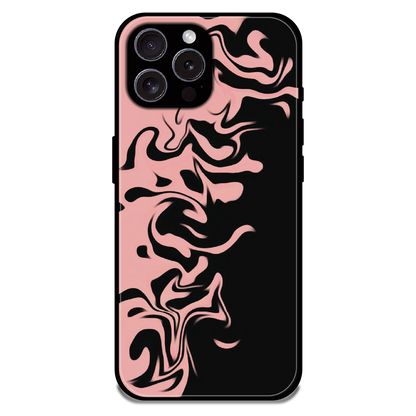 Blush Noir Marble - Glossy Metal Silicone Case For Apple iPhone 15 Pro Max