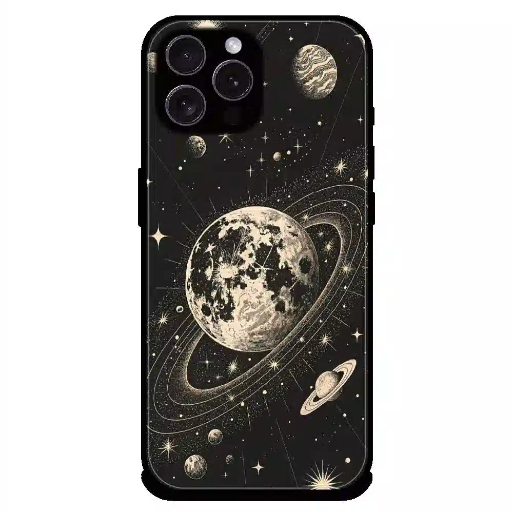 Celestial Planet Orbit - Glossy Metal Silicone Case For Apple iPhone 15 Pro Max