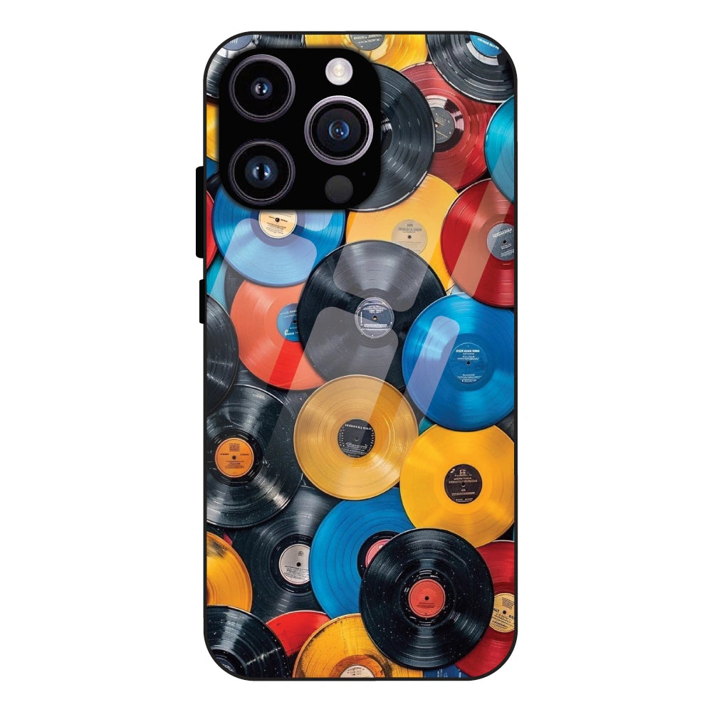 Retro Vinyl Record Pattern - Glass Case For Apple iPhone 15 Pro Max