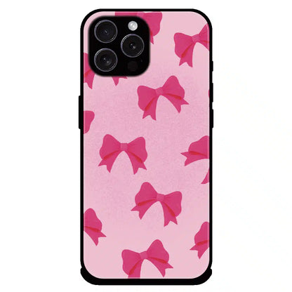 Pink Bow Aesthetic Pattern - Glossy Metal Silicone Case For Apple iPhone 15 Pro Max