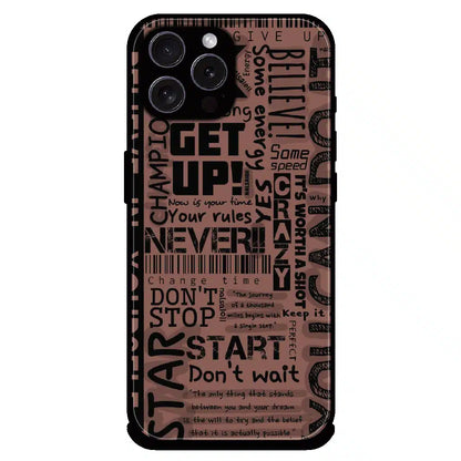 Never Give Up Typography - Glossy Metal Silicone Case For Apple iPhone 15 Pro Max
